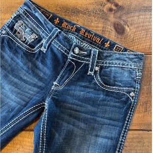 Rock Revival Womens Simona Slim Boot Cut Jeans Rhinestones Pockets Size 27